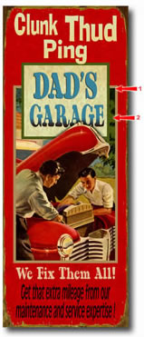 Personalized vintage tin sign for car enthusiasts also available in wood plank.