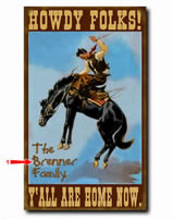 Personalized vintage tin sign with western horse theme also available in wood plank.