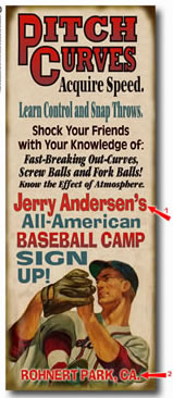 Antique-look baseball pitcher sign personalized with your custom information