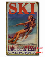 Antique-look water ski sign personalized with your custom information